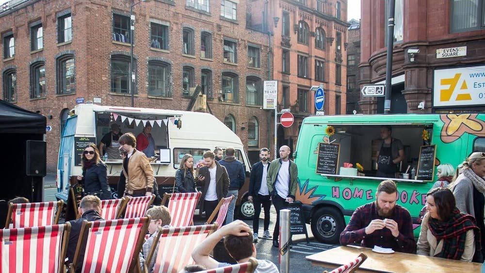 Food trucks in Manchester's Northern Quarter