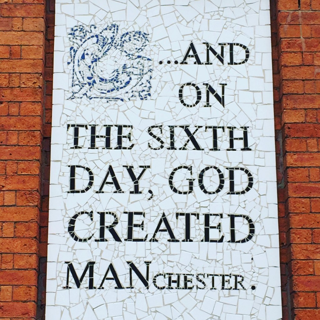 And on the sixth day god created Manchester mural.